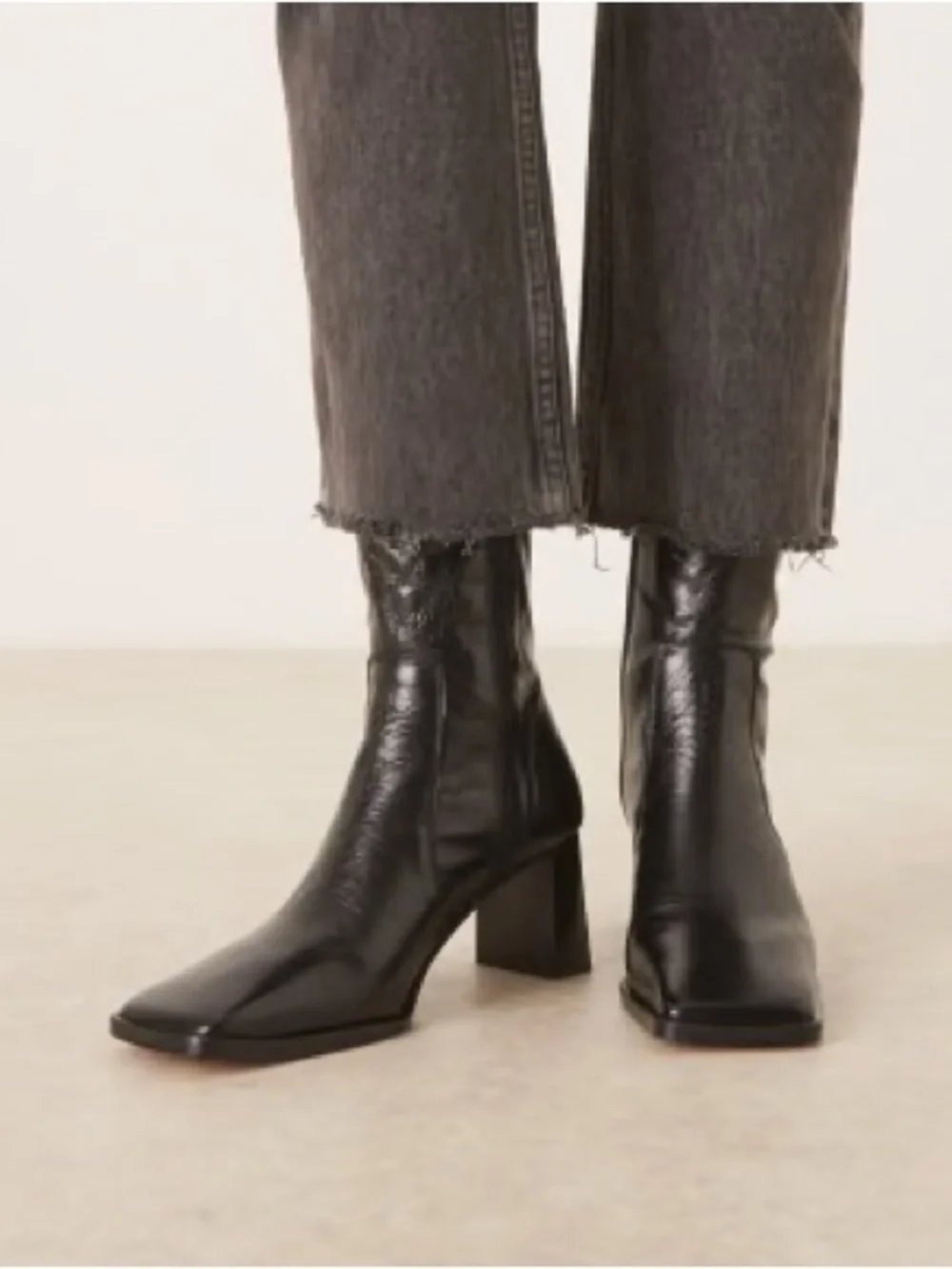 WOMENS ASOS PREMIUM BLACK LEATHER ANKLE BOOT SIZE 7